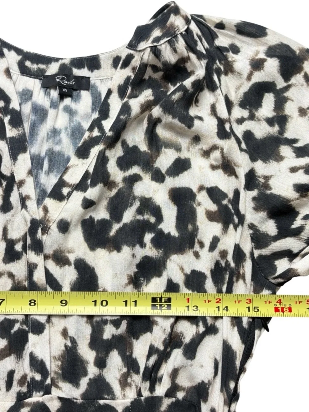 Rails Tyra Blurred Cheetah Faux Wrap Midi Dress • Size XS • MSRP $268